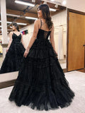 Spaghetti Straps A-Line Sparkle Prom HZ0307
