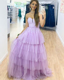 LTP1458,Lilac tulle ruffles prom evening dresses long hoco HZ0307