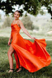 LTP1894,Simple A-Line Satin Prom Evening Dresses With Side HZ0307