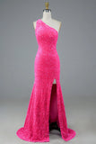 One Shoulder Sequin Long Prom HZ0307