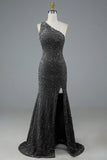 One Shoulder Sequin Long Prom HZ0307