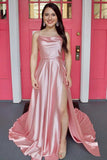 LTP1894,Simple A-Line Satin Prom Evening Dresses With Side HZ0307