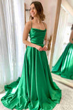 LTP1265, Cowl Neck Green Satin A-Line Formal Dress with HZ0307