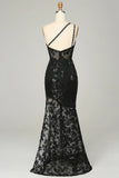 Floral Lace Mermaid One Shoulder Prom HZ0307