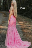 Mermaid Appliques Cross Back Long Prom HZ0307
