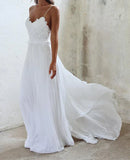 LTP1171,Boho White Beach Wedding Dresses,White Lace Chiffon Wedding HZ0307
