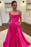 LTP1894,Simple A-Line Satin Prom Evening Dresses With Side HZ0307