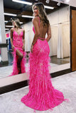 Luxury Sequins Feather Bodycon Long Evening Prom HZ0307