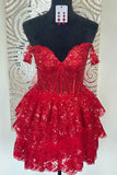 New Style Luxury Sequin Lace Homecoming Dresses Off The Shoulder Mini Party HZ0307