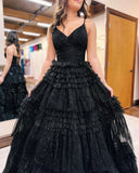 Spaghetti Straps A-Line Sparkle Prom HZ0307
