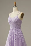Spaghetti Straps A-Line Tulle Lace Prom HZ0307