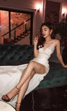 LTP0821,Silk prom maxi formal dress with side HZ0307
