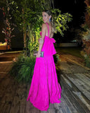 LTP1196,Summer Party Dresses,Open Back Bowknot Prom Dresses,A-Line Hot Pink Prom Evening HZ0307