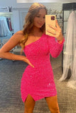 LTP1318,Charming one shoulder sequined homecoming dresses mini cocktail HZ0307