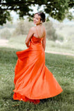 LTP1894,Simple A-Line Satin Prom Evening Dresses With Side HZ0307