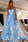 Lilac A-Line Tulle 3D Floral Prom HZ0307