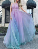 Halter Chiffon A-Line Long Prom HZ0307