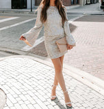 LTP1798,Silver Long Sleeves Sequin Vintage Homecoming Dress, Short Celebration Party HZ0307