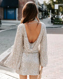 LTP1798,Silver Long Sleeves Sequin Vintage Homecoming Dress, Short Celebration Party HZ0307