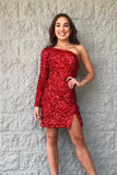 LTP1147,Sparkle one sleeves mini prom evening dresses short homecoming HZ0307