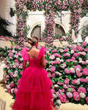 LTP1233,Sweet Hot Pink Tulle Prom Dresses,A-Line Evening Formal HZ0307