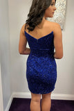 LTP1441,Royal blue sequin sleeveless homecoming dresses tight hoco dress party HZ0307