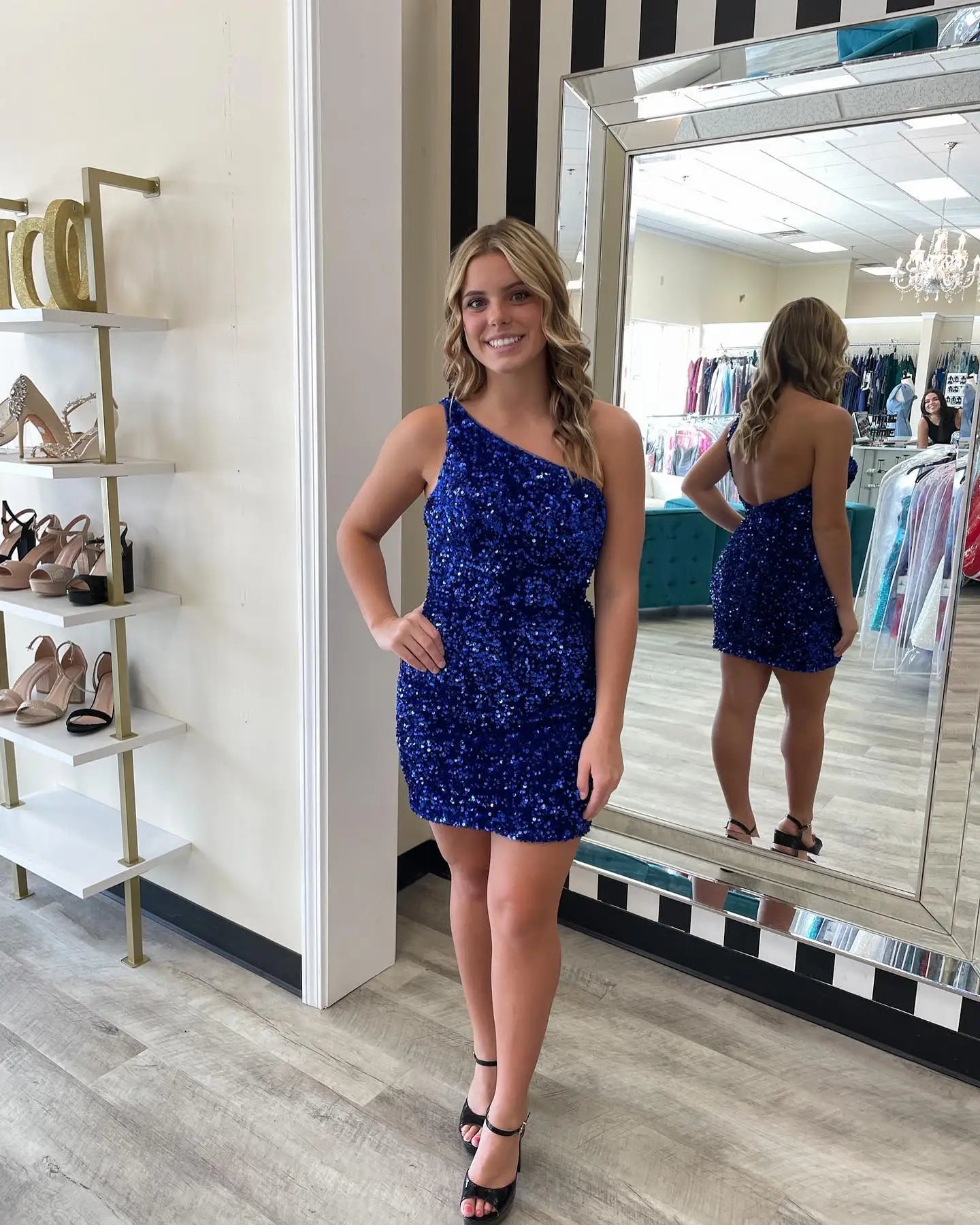 LTP1410,One shoulder sequin mini homecoming HZ0307
