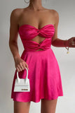 LTP1649,Sexy Hot Pink Silk Satin Homecoming Dresses,Mini Cocktail HZ0307