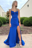 LTP1596,Royal Blue Mermaid Satin Long Prom Evening HZ0307