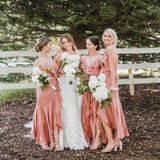 LTP1090,Elegant Peach Pink Bridesmaid Dress with HZ0307