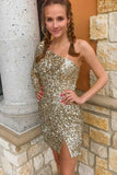 LTP1318,Charming one shoulder sequined homecoming dresses mini cocktail HZ0307