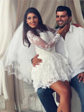 LTP1211,A-Line/Princess Scoop Applique Long Sleeves Lace Short/Mini Wedding HZ0307