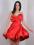 LTP1421,Princess Red Bowknot Sweetheart Satin Cheap Homecoming HZ0307