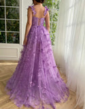 Purple A-Line Butterflies Appliques Prom HZ0307