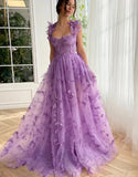 Purple A-Line Butterflies Appliques Prom HZ0307