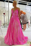 Sparkle Pink Sequins Prom Dresses Evening Ball HZ0307