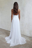 LTP1171,Boho White Beach Wedding Dresses,White Lace Chiffon Wedding HZ0307